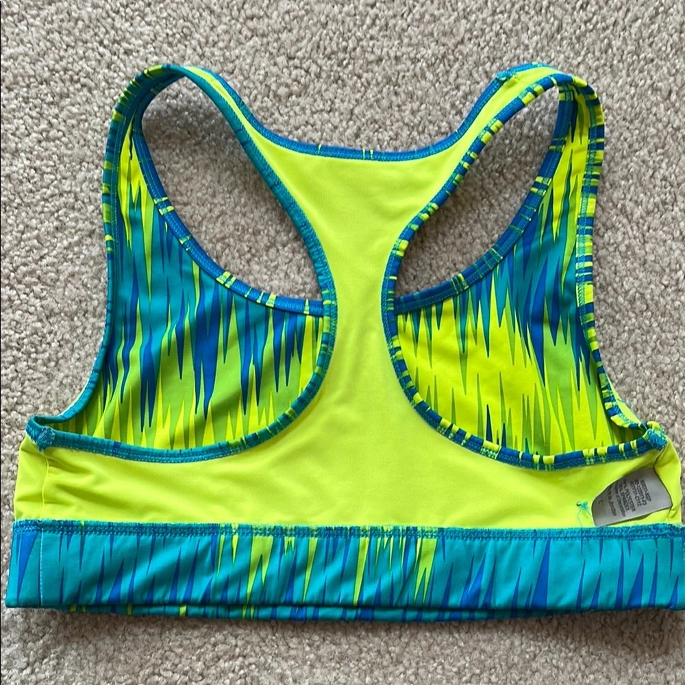 Vibrant Blue and Yellow Women's Sports Bra